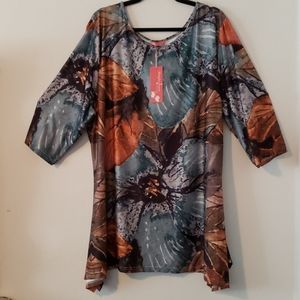 Brown/green Simply Aster tunic 4x